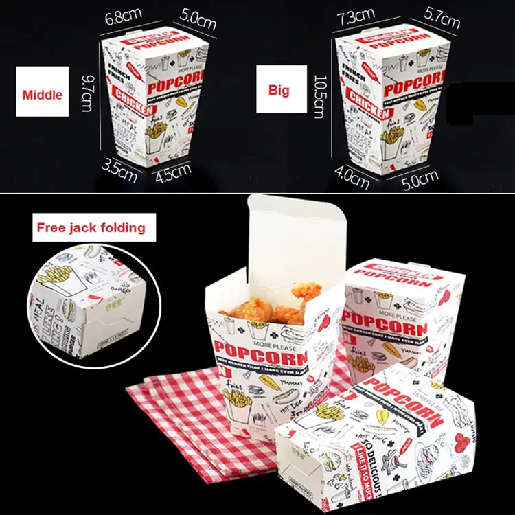 Factory Wholesale Customized Food Grade Takeaway Sushi Fried Chicken Chips Burger Container Disposable Kfc Cardboard Kraft Paper Lunch Food Box