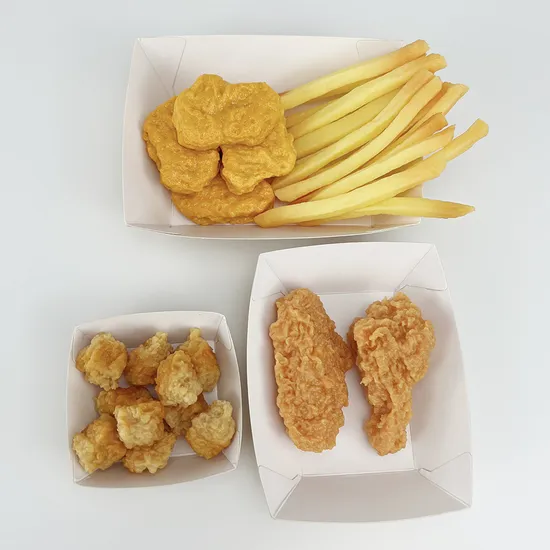 Biodegradable Disposable Boat Shaped Kraft Paper Fried Chicken Take out Box Take-out Boat Tray