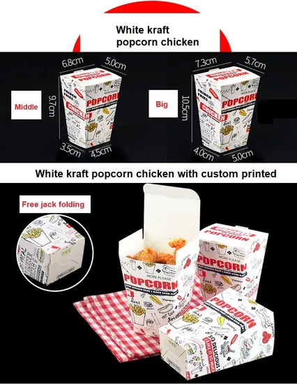 Factory Wholesale Customized Food Grade Takeaway Sushi Fried Chicken Chips Burger Container Disposable Kfc Cardboard Kraft Paper Lunch Food Box