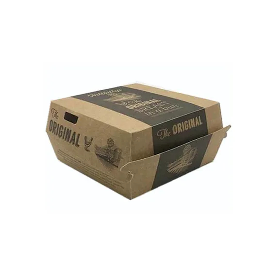 Factory Wholesale Customized Printing Logo Food Grade Disposable Biodegradable Takeaway Meal Packaging Corrugated Kraft Paper Burger Box