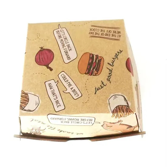 Factory Cheap Customized Food Grade Disposable Affordable Takeaway Fried Chips Chicken Snack Food Lunch Packaging Corrugated White Cardboard Paper Burger Box