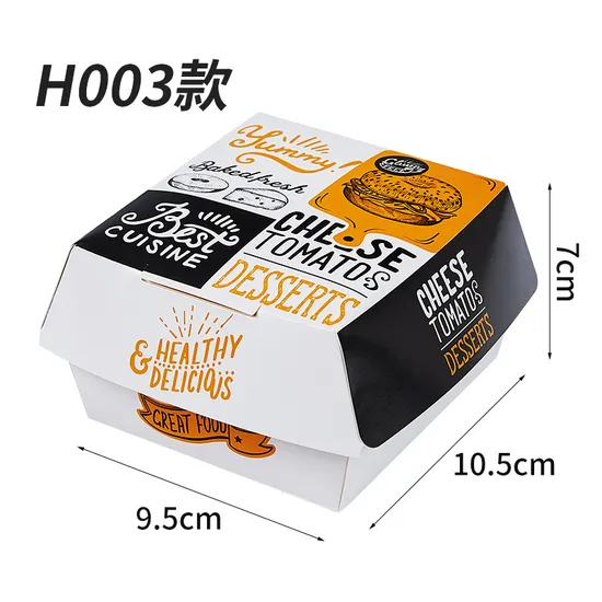 Factory Wholesale Biodegradable Food Grade Disposable Takeaway Lunch Fries Hamburger Box Packaging Custom Print Packing Cardboard Paper Burger Box