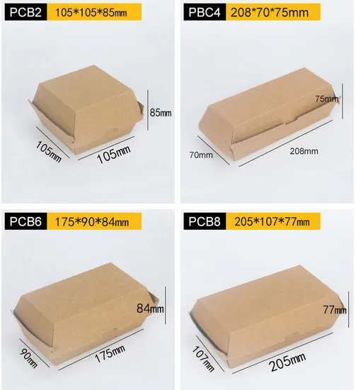 Wholesale Custom Printing Logo Kraft Cardboard Paper Eco-Friendly Food Grade Eco-Friendly Disposable Takeaway Packaging Burger Box