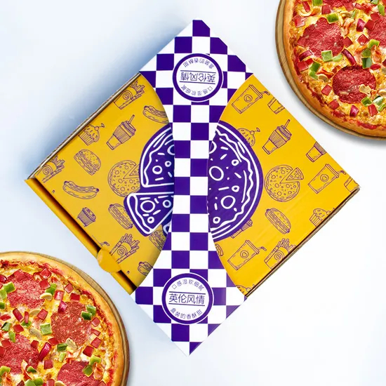 China Factory Wholesale Customized Printing High-Quality All Size Color Kraft Paper Corrugated Food Grade Degradable Packaging Pizza Box with Logo
