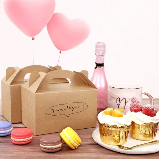 Cheap Customized Printed Logo Food Grade Paper Doughnut Wholesale Custom Size Disposable Bakery Packaging Donuts Macaron Cake Packing Box with Portable Handle