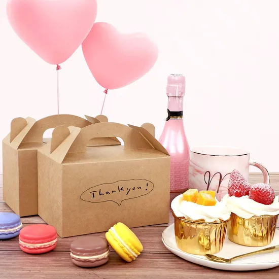 Cheap Customized Printed Logo Food Grade Paper Doughnut Wholesale Custom Size Disposable Bakery Packaging Donuts Macaron Cake Packing Box with Portable Handle