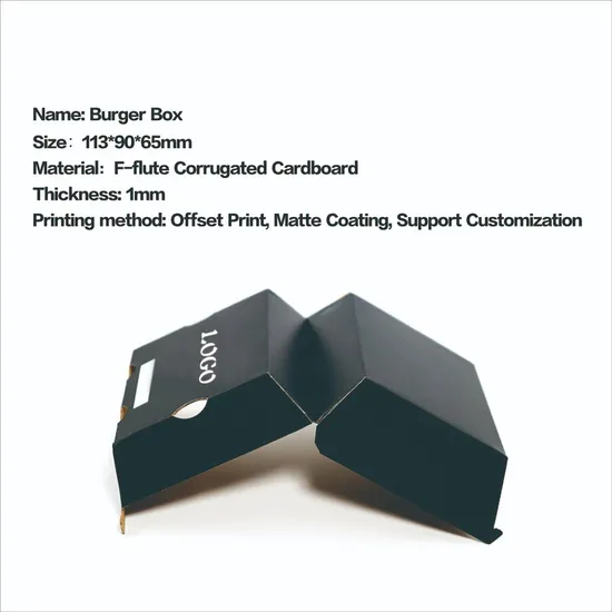 6inch Custom Long Foldable Printed Burger Cardboard Packaging Fast Food Hamburger Box for Hamburger