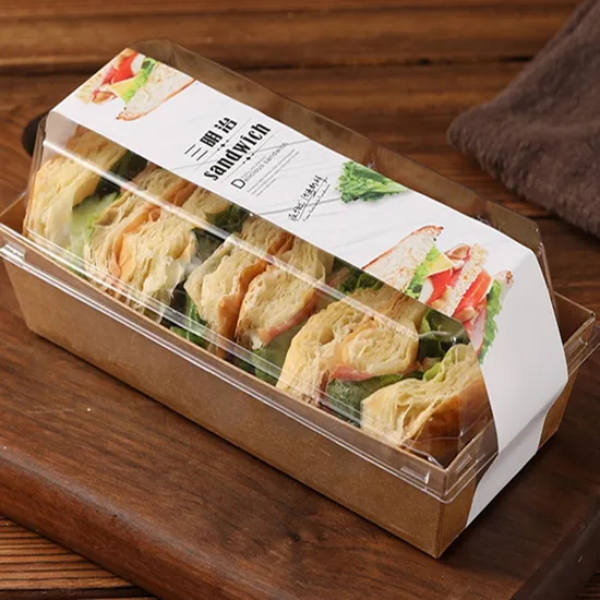Wholesale Customized Printing Transparent Window Eco-Friendly Food Grade Cardboard Toast Wedge Container Paper Sandwich Sushi Cake Box