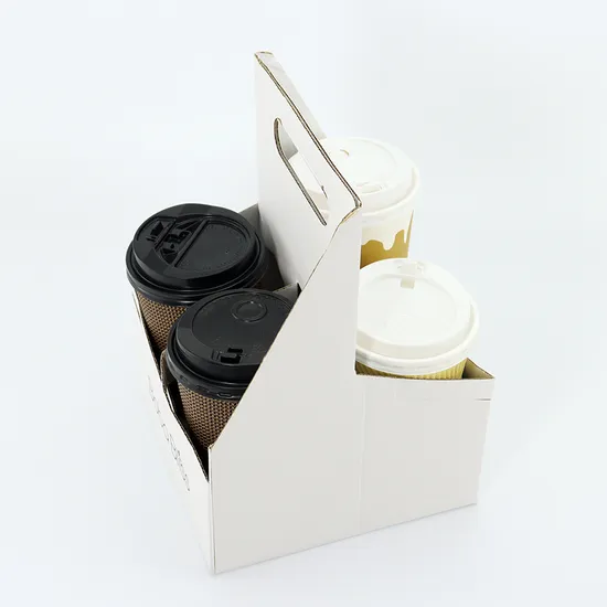 Customized Logo Foldable Cardboard 2/4 Compartments Disposable Coffee Tea Paper Cup Holder