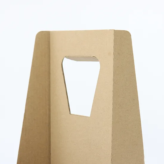 Foldable 2 Cup 4 Cup Disposable Kraft Paperboard Drink Carrier Holder for Delivery with Handle