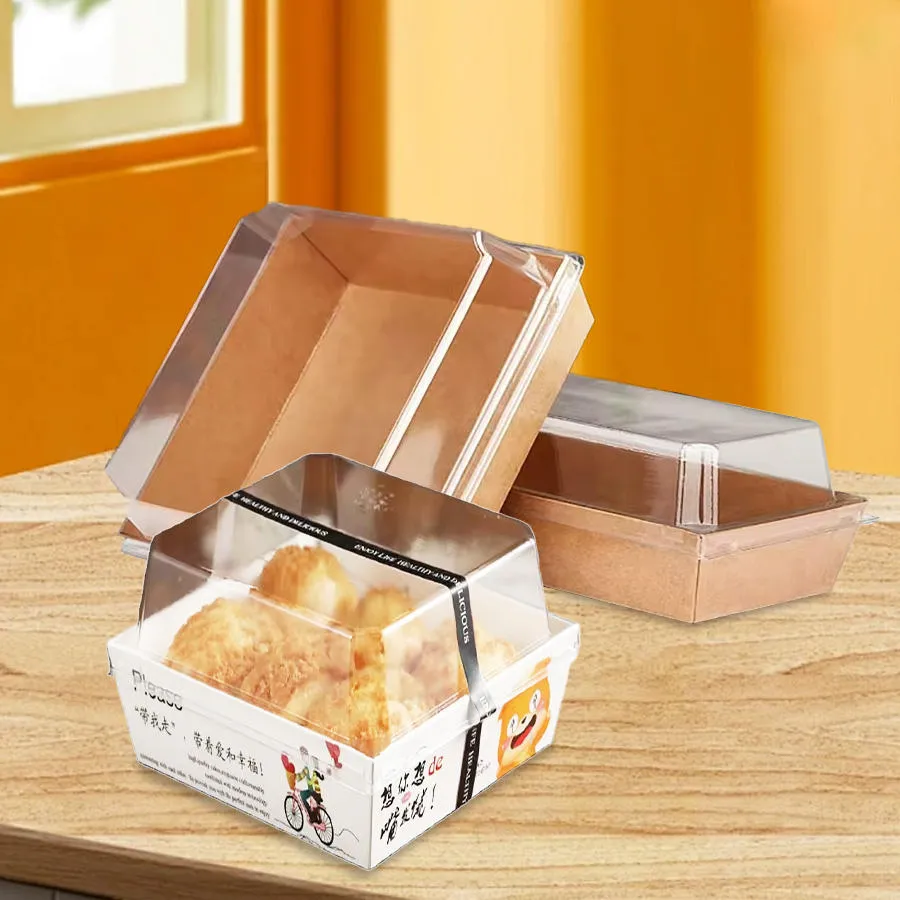 Factory Wholesale Custom Printing Transparent Window Eco-Friendly Food Grade Cardboard Toast Wedge Container Paper Sandwich Sushi Cake Box