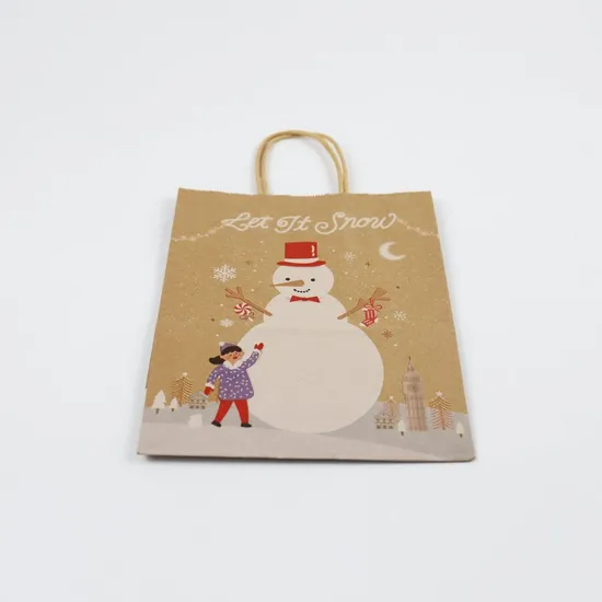 Customized Printing Kraft Paper Gift Shopping Packing Package Bag for Food Garment Promotionalitems Packaging Custom