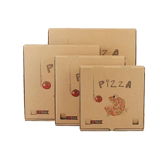Wholesale Biodegradable Food Grade Disposable Takeaway Fast Food Biodegradable Corrugated Eco-Friendly Customized Printing Logo Kraft Paper Pizza Box