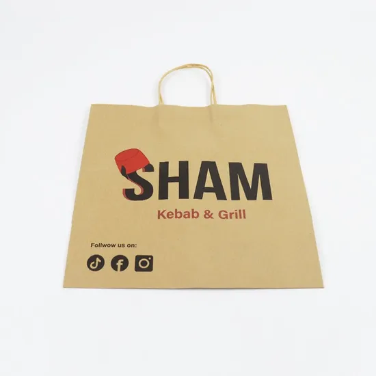Custom Printed Disposable Shopping Brown Kraft Paper Bag Luxury Gift Packaging Paper Shopping Bag