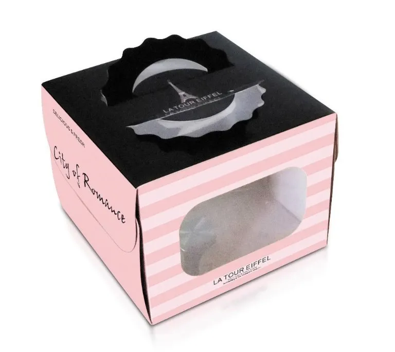 Factory Wholesale Portable Food Grade Custom Logo Eco-Friendly High Quality Bakery Cupcake Packing Lunch Cake Pastries Donuts Cardboard Food Boxes with Handle