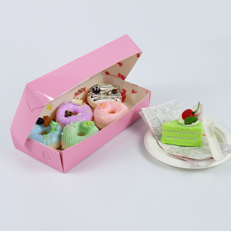 Wholesale Custom Logo Food Grade Cake Cookies Chocolate Desert Donut Cupcake Biscuit Macaron Bakery Pies Sweet Food Candy Cardboard Paper Packaging Box