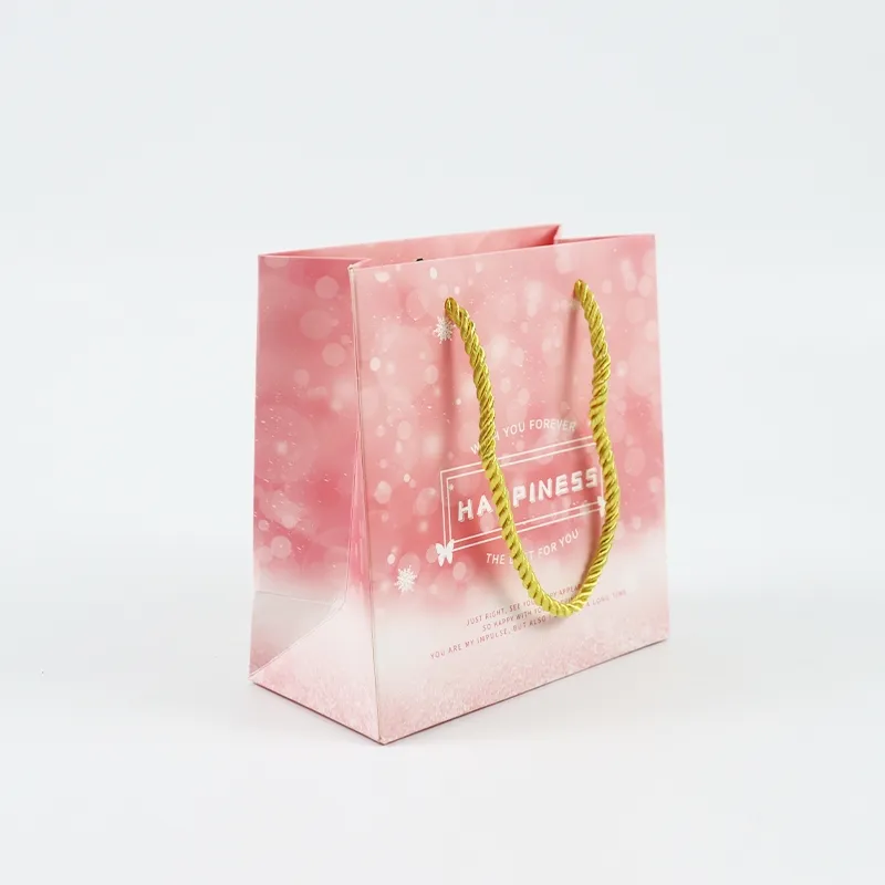 Factory Wholesale Custom Printing Logo Luxury Personalized Degradable Shopping Gift Food Cosmetic Jewelry Packaging Kraft Cardboard Paper Bag with Handle