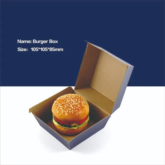 Custom Logo Printed Brown Kraft Paper Cardboard Food Grade Hamburger Boxes Takeaway Take Outfood Container Fast Food Box