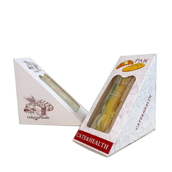 Eco-Friendly Custom Logo Printing Food Grade Portable Triangular Cardboard Sandwich Box