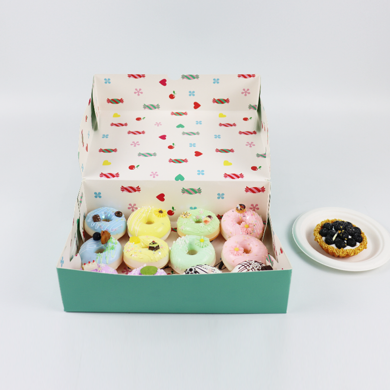 Custom Design Eco Friend Food Grade Printing Cake Food Cookie Bread Pastry Donut Macaron Paper Cake Box