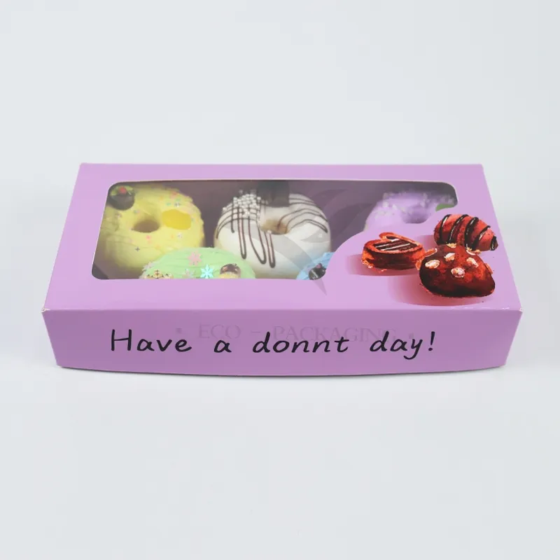 Factory Direct Sale Cheap Personalized Luxury Transparent Window Customized Printed Food Grade Disposable Packaging Macaron Cake Doughnut Sweet Cardboard Box