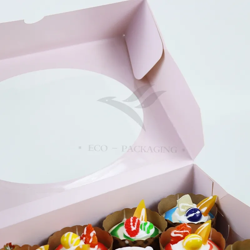 Factory Direct Sale Cheap Personalized Luxury Transparent Window Custom Printing Food Grade Disposable Packaging Macaron Cake Doughnut Sweet Cardboard Box