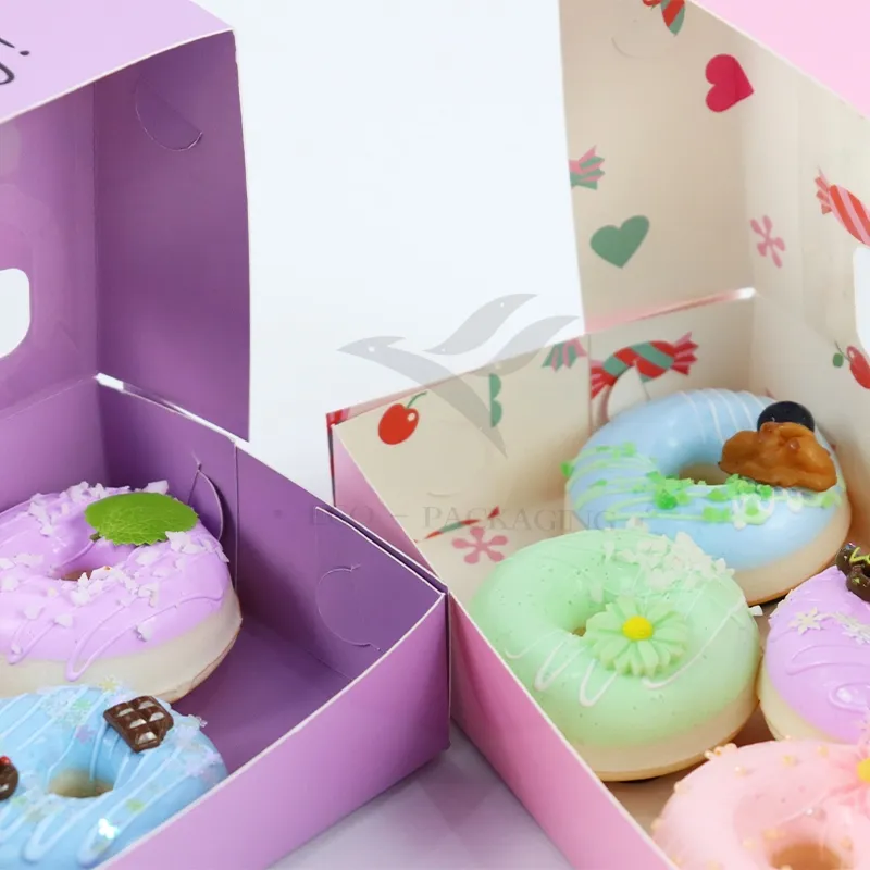 Factory Direct Sale Cheap Personalized Luxury Transparent Window Customized Printed Food Grade Disposable Packaging Macaron Cake Doughnut Sweet Cardboard Box