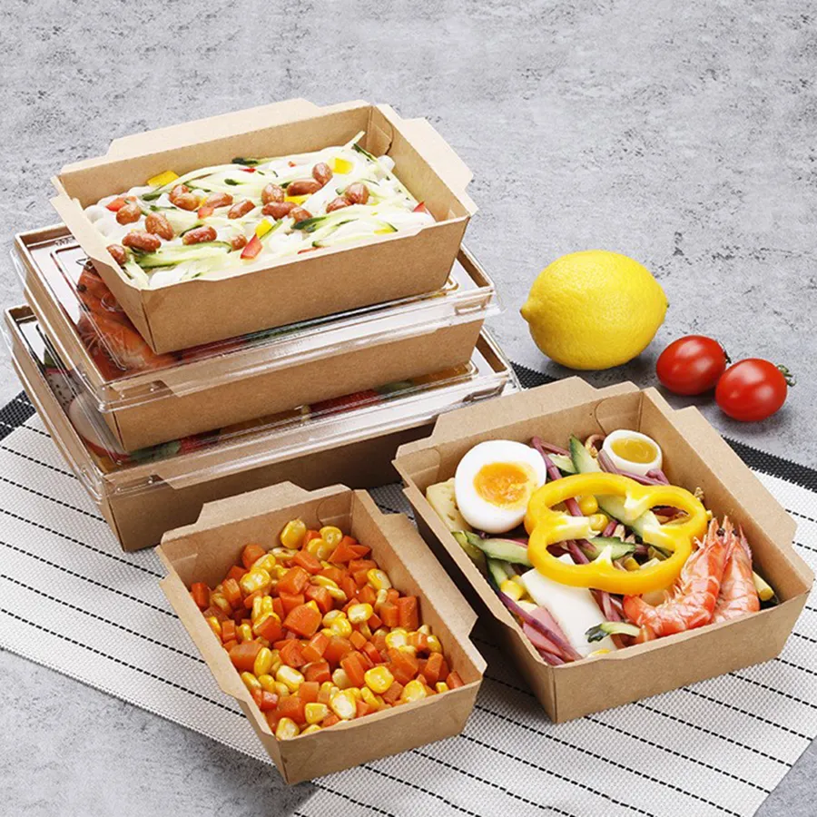 Wholesale Cheap High Quality Custom Logo Box for Packiging Practical Disposable Salad Kraft Box
