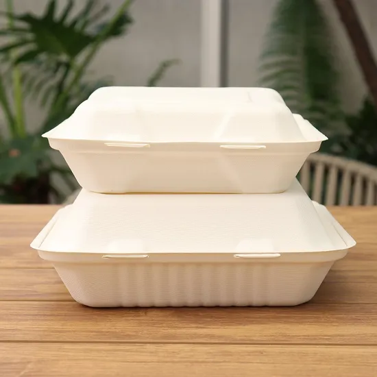 with 3 Compartment Disposable Clamshell Box for Hamburger and Chips