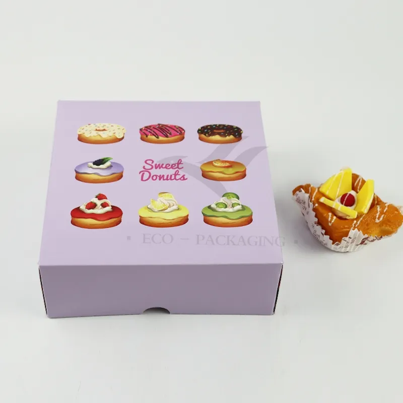Factory Direct Sale Wholesale Personalized Luxury Customized Printed Logo Size Food Grade Disposable Packaging Macaron Cake Doughnut Sweet Cardboard Box