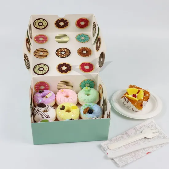 Factory Direct Sale Wholesale Personalized Luxury Customized Printed Logo Size Food Grade Disposable Packaging Macaron Cake Doughnut Sweet Cardboard Box
