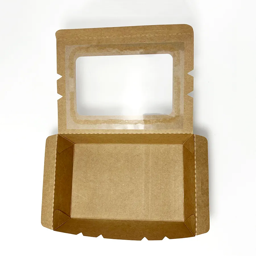 Wholesale Eco Friendly Fried Chicken Sushi Fast Lunch Paper Box Chip Box Packing Box for Food with Window Fast Food Container