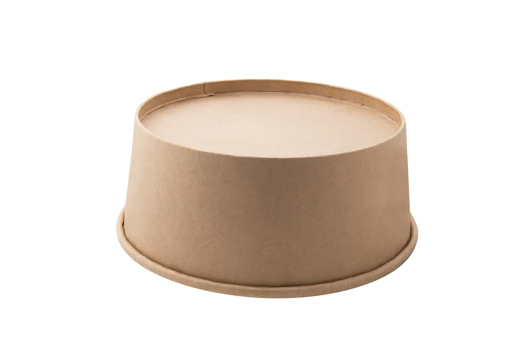 Round Brown Biodegradable Eco-Friendly Take Away Salad Fast Food Kraft Paper Packaging Bowl
