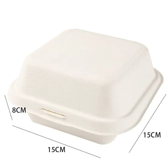 Customized Disposable Food Packaging Hamburger Box Sugar Cane Box Burger Box Takeawaydelivery