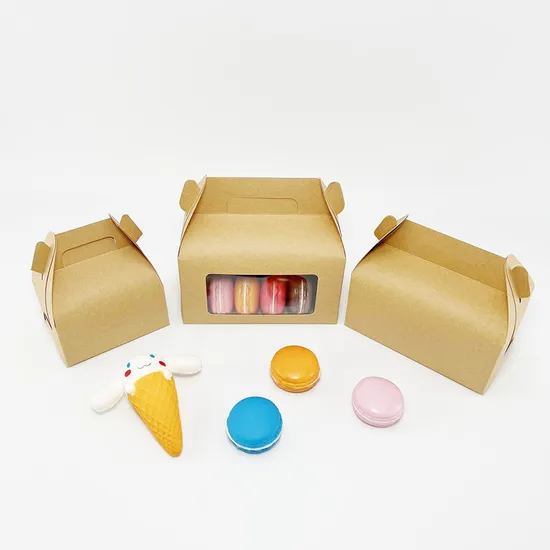 Custom Printing Bakery Pastry Chocolate Desert Food Paper Container Packaging Gift Box with Handle