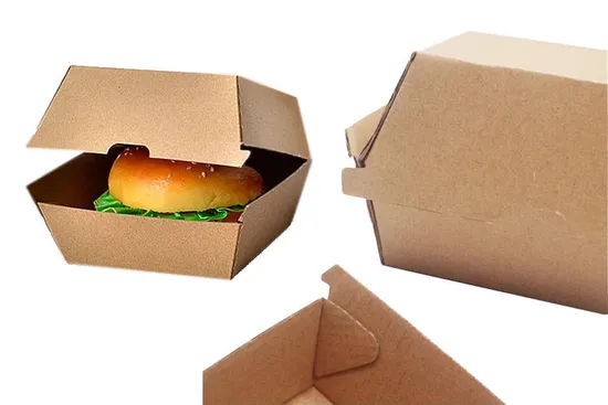 Custom Corrugated Burger Box Paper Clamshell Burge Cardboard Box Burger Takeaway Packaging