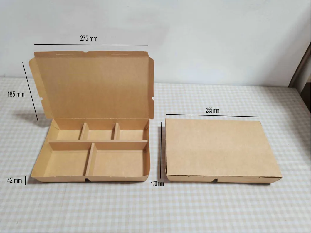 Disposable Take Away Package Snack Container Kraft Lunch Paper Box Restaurant Salad Box for Fast Food with Slots