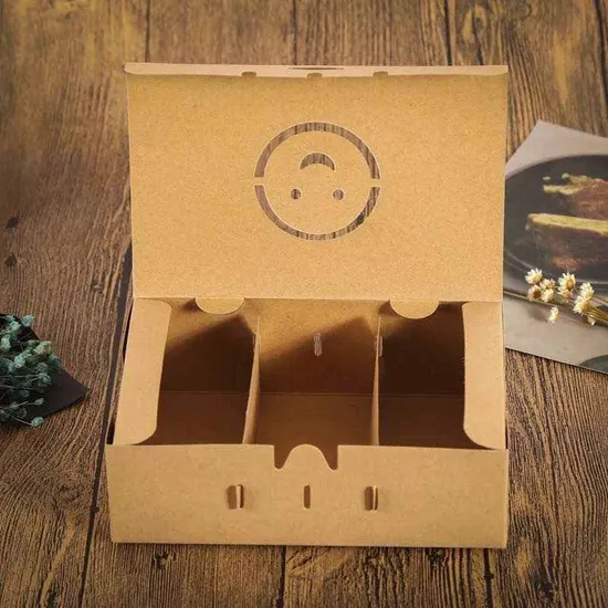 Disposable Take Away Package Snack Container Kraft Lunch Paper Box Restaurant Salad Box for Fast Food with Slots