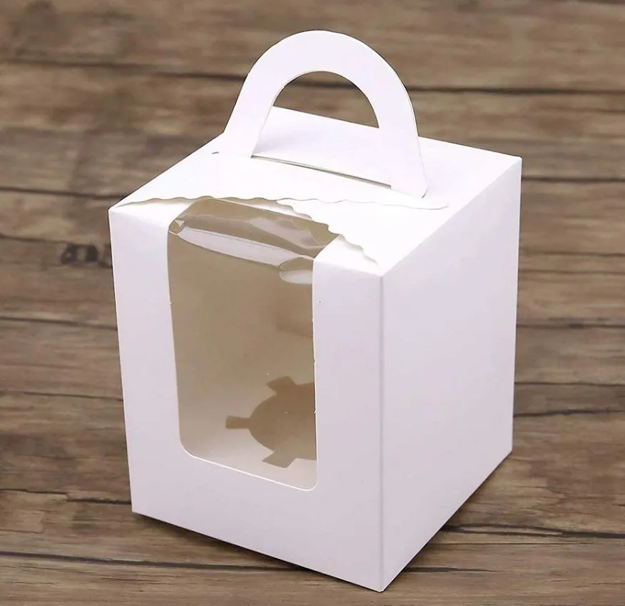 Wholesale Kraft Paper Big Transparent Window Birthday Cake Wrapper Cake Box with Handle Specification