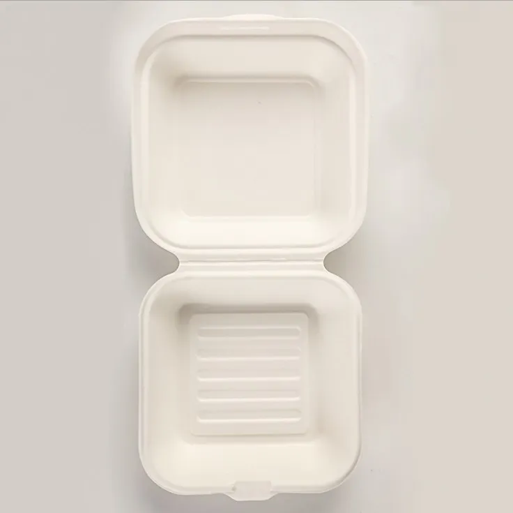 Disposable Custom Printing Boxes for Burger Eco Friendly Burger Box Sugarcane Box