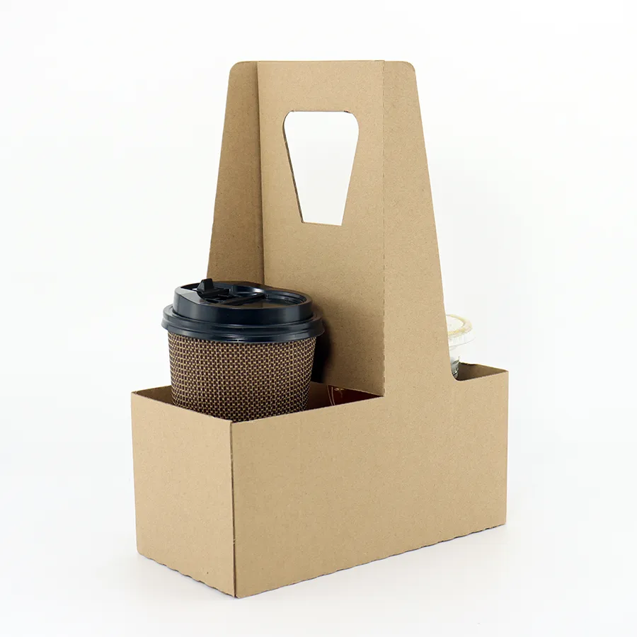 Cup Holder for 2 Cup Kraft Paper Clip Disposable Coffee Drink with Handle Coffee Shop Supplies