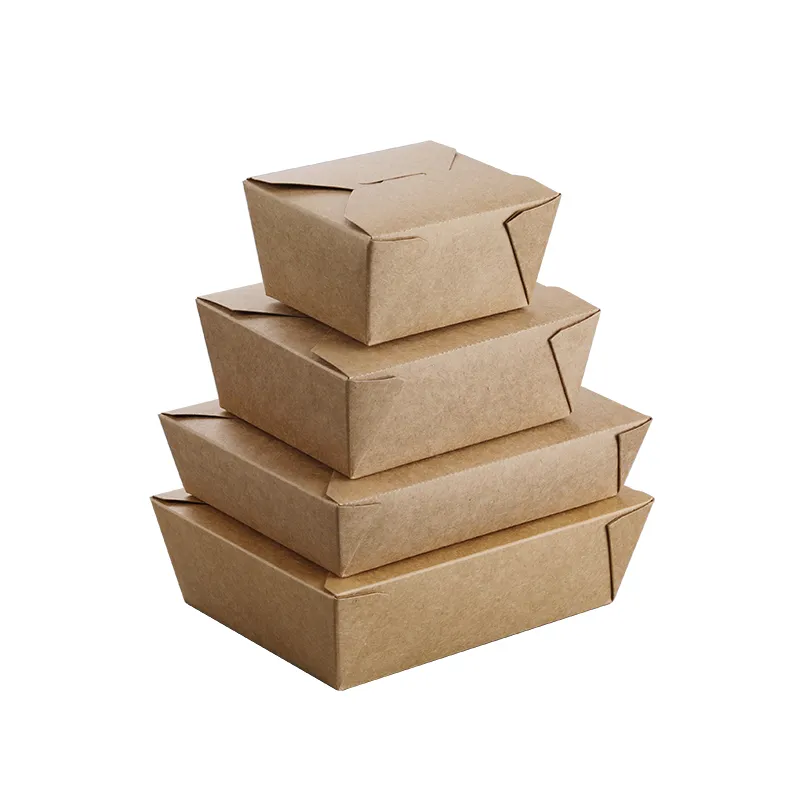 Wholesale Custom Printing Fast Food Take Away Box Disposable Kraft Paper Meal Box