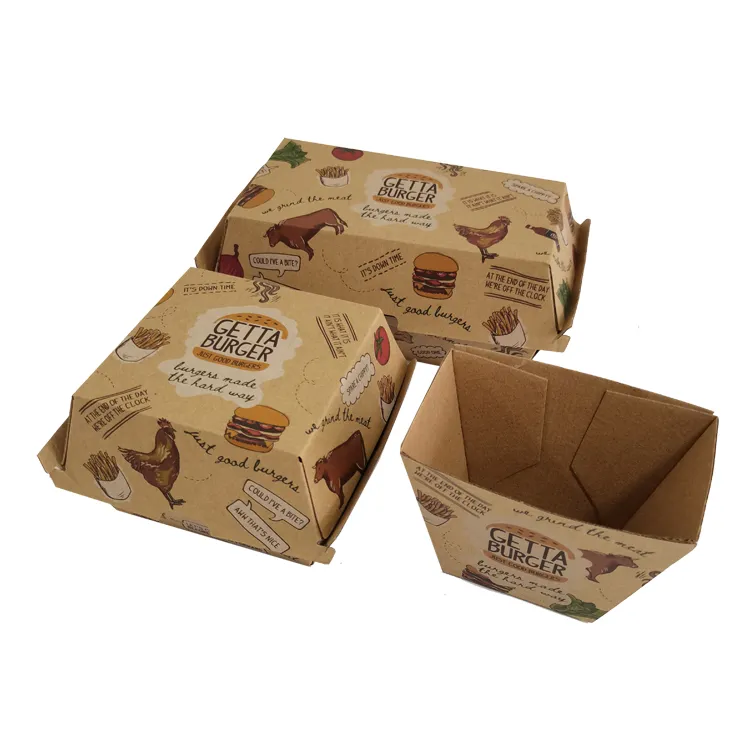 Manufacturer Customized Burger Box Recyclable Paper Packaging Burger Box