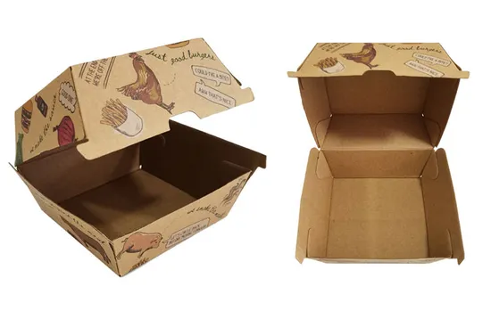 Customized Personalized Logo Brown Natural Color Food Grade Kraft Paper Box for Fried Chicken Fast Takeaway Food