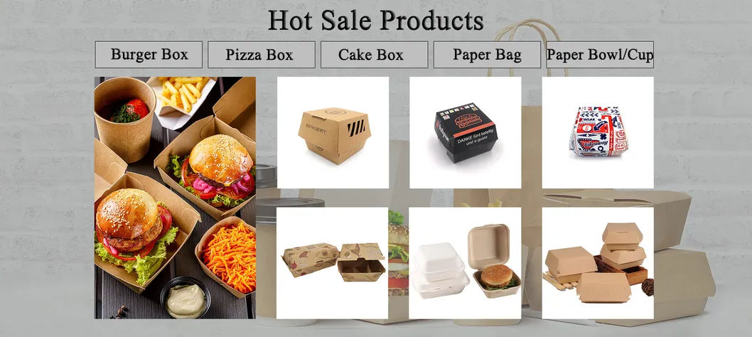 Factory Wholesale Bio-Degradable Bagasse Bento Box Sugar Cane Box for Burger Takeaway Packaging