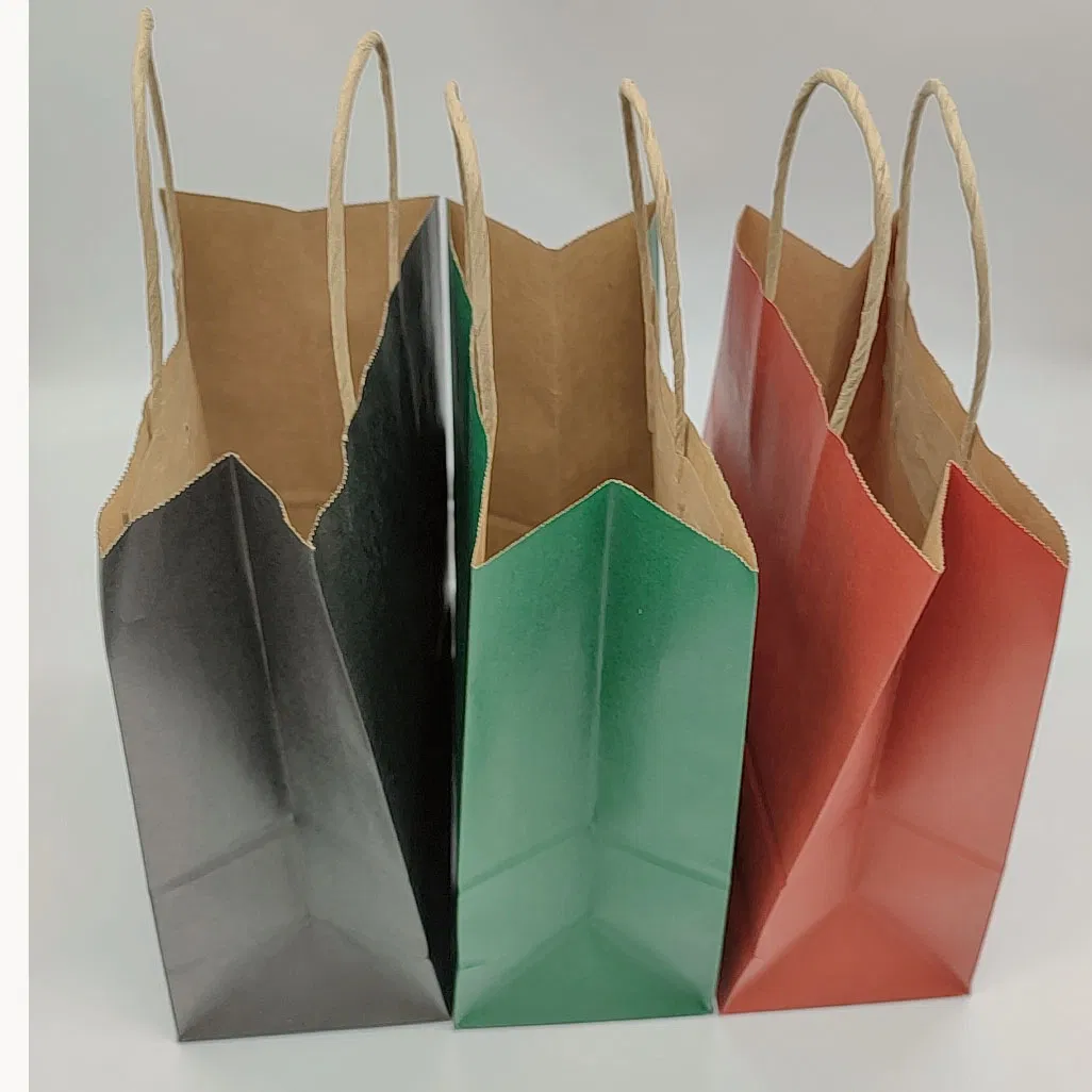 Custom Eco Friendly Printed Biodegradable Gift Shopping Bags with Handle Packaging Brown Kraft Paper Bag