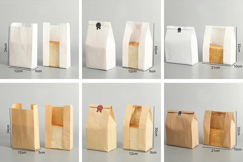 Recycled Brown Kraft Paper Take Away Bags Food Delivery Packaging Bag with Customized Printing Packaging Paper Bags