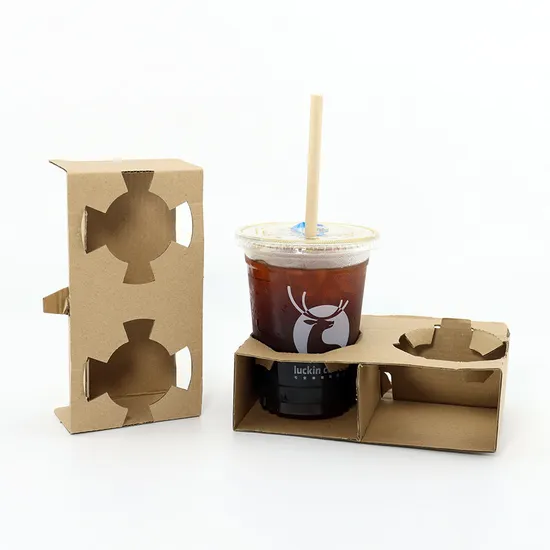 Factory Corrugated Tray Paper Cup Holder Tray 2 4 Cups Paper Cups Carrier