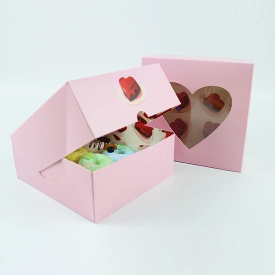 Custom Transparent Paper Package with Logo for Donut Chocolate Cookie Packaging Box