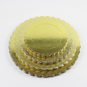 Cheap Customized Disposable Gold Silver Paper Plate Cake Board Tray Fancy Cardboard Square Round Circle Cake Tray